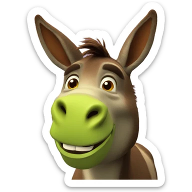 shrek brown donkey face and green background 3d sticker