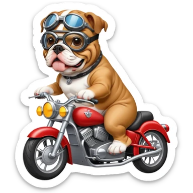 English bulldog on a motorcycle  sticker
