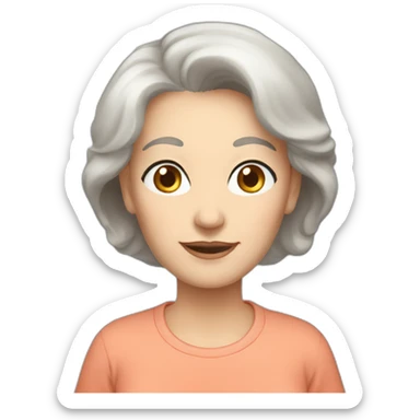 White 63 yrs old woman brown hair blue eyes with a salmon color T-shirt sticker