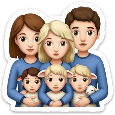 3 girls withe and 2 boys withe and a sheep sticker