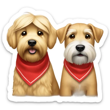 Donald trump and wheaten terrier wearing a red bandana sticker