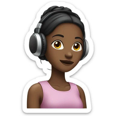 Black girl with low bun wearing headphones  sticker