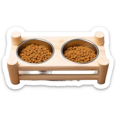 Elevated rectangular pine wood dog feeder with 2 bowls sticker