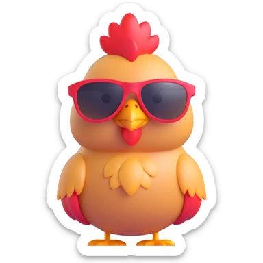 cool chicken wearing sunglasses, fun and confident sticker