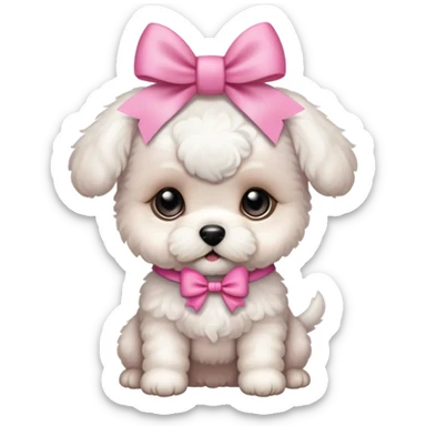 Schichon puppy pink bow sticker