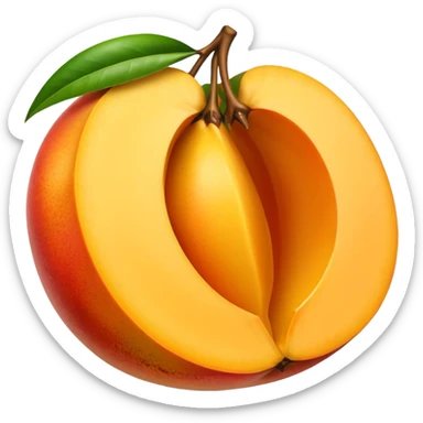 mango sliced with pit visible apple emoji style sticker