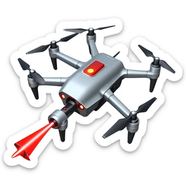 flying targeting drone acquires target and paints with laser sticker