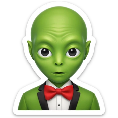 Green alien with red bowtie sticker