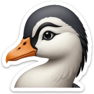 goose facing forward that is emo with swoop of bangs over one eye sticker