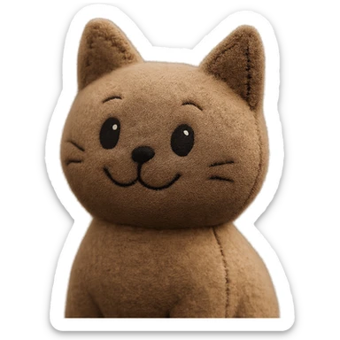 a smiling cat plush portrait, soft and cuddly sticker