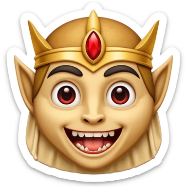 Pancake with cute face wearing a pharaoh headdress and vampire accessories  sticker