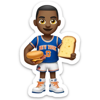 cat in timbs, New York knicks jersey and bacon egg and cheese  sticker
