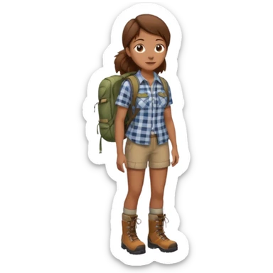 woman hiking in the woods in the sunshine brown hair sticker
