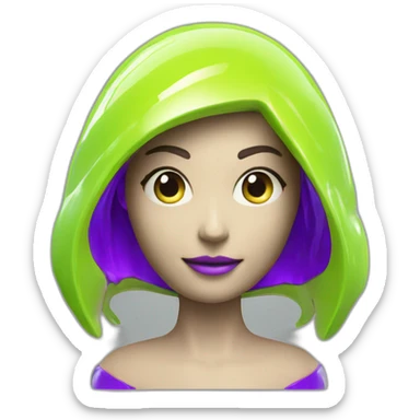 Cyber emoji of a FUTURISTIC HIGHTECH 3D Videomaker colors Lemon green and purple neon Videomaker sticker