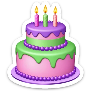 Pink, Purple,& Green Birthday Cake sticker