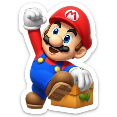 cute super mario celebrating sticker