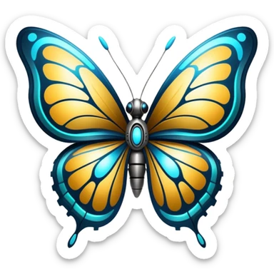 futuristic robotic butterfly sticker