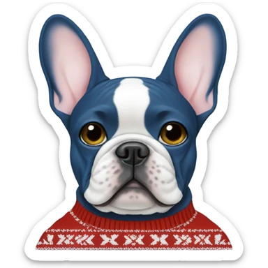 Blue French bulldog Christmas sweater  sticker