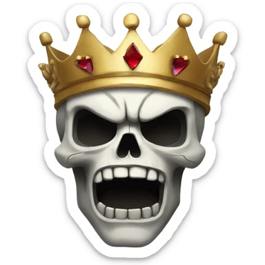 angry skull wearing a crown  sticker