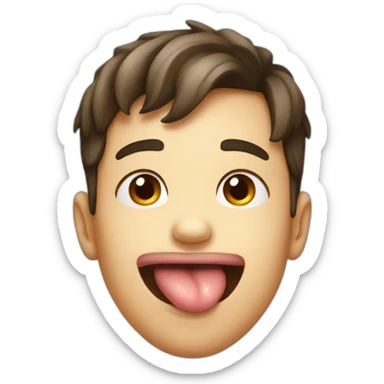 boy tongue out face sticker