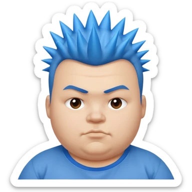 fat kid blue mohawk spiky hair sticker