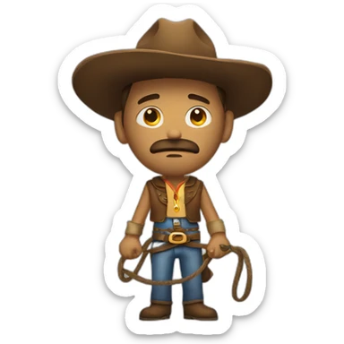 Sad cowboy with lasso sticker