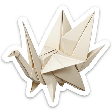 Cinematic Realistic depiction of an elegant origami creation, rendered with delicate paper textures and intricate folds, set on a minimalist background with soft, diffuse lighting that accentuates its artistic precision sticker