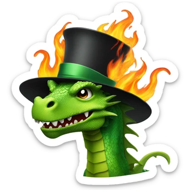 green dragon wearing a hat and breathing fire sticker