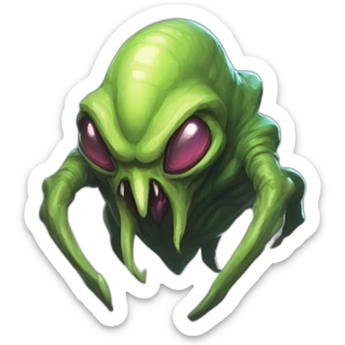 alien creature scifi roguelike rpg style inspired by slay thee spire monster desing for in-game use sticker