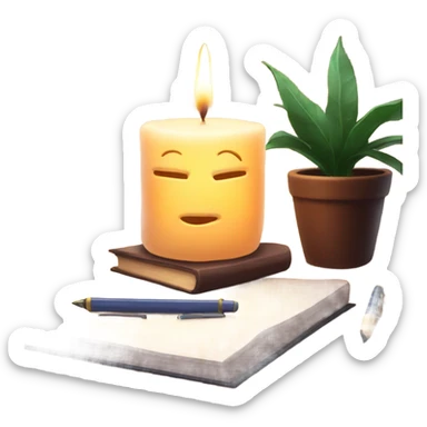 Cozy candle on top of a study desk sticker