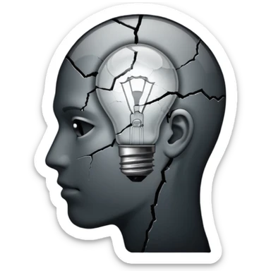 silhouette of a head with a broken light bulb inside sticker