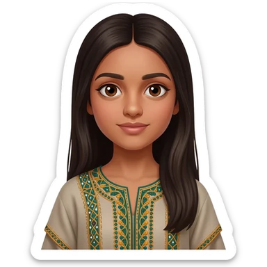 emoji métisse algérien fille cheveux long et lisses sticker