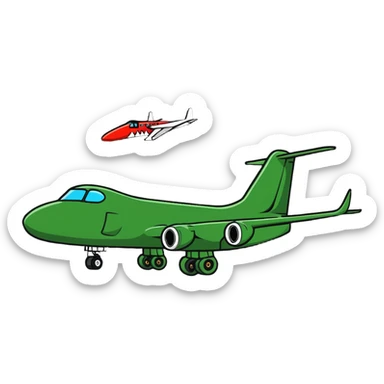 military airplane with a crocodile head throwing bombs sticker