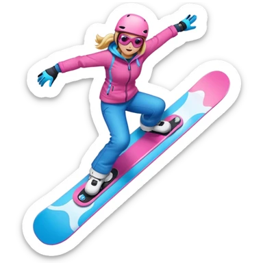Blue and pink snow board sticker