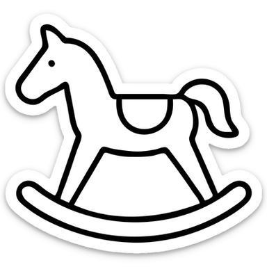 A traditional wooden rocking horse toy for children sticker