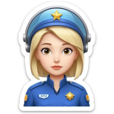 cute female spaceship captain portrait, head and shoulders only, futuristic uniform, captain badge, confident expression, 3D cartoon, mobile game icon style, clean background, no text, no watermark
 sticker