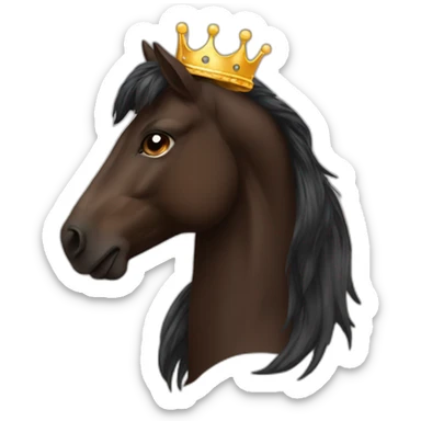 darks brown horse very proud with a crown sticker