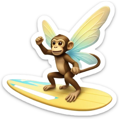Monkey fairy riding a surfboard sticker