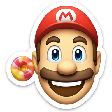 Mario with  a candy in his mouth sticker