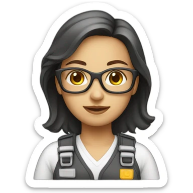 girl engineer white sticker