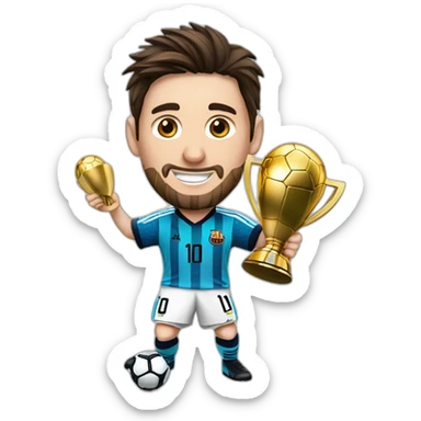 messi con el trofeo del campeonato mundial de futbol sticker