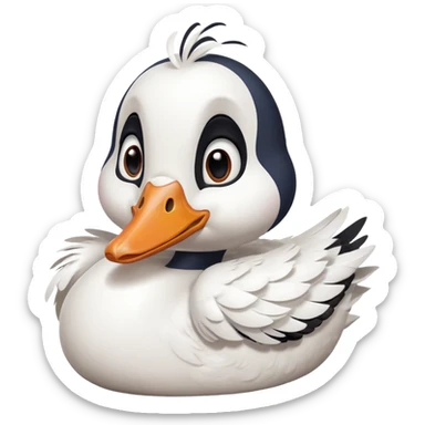 art style drawing of a white goose character looking extremely shocked sticker