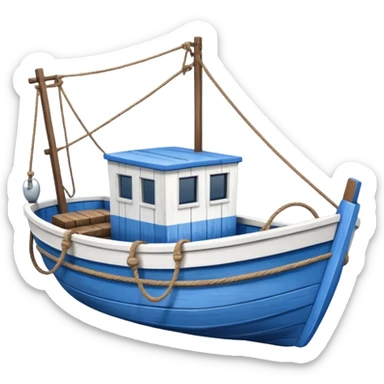 Design a small fishing boat with nets sticker