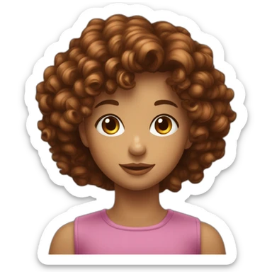 Une jeune fille avec les yeux marrons et les cheveux marrons bouclés sticker