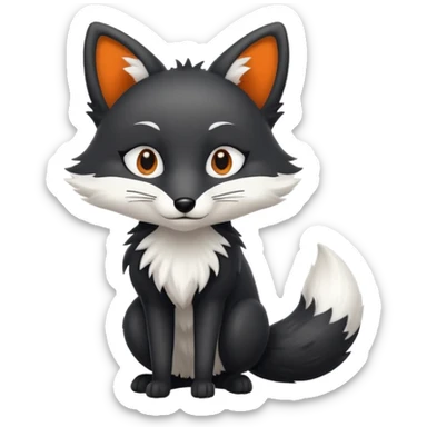 white and black fox sticker