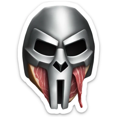mf doom mask with steak sticker