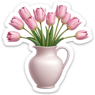 Light pink tulips in white vase sticker