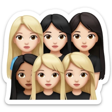 BLACKPINK 4 girls, hair colors: 1 blonde, 2 black, 2 brown sticker