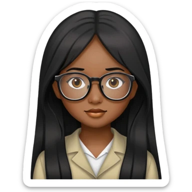 young Vietnamese girl head with long black hair and glasses sticker