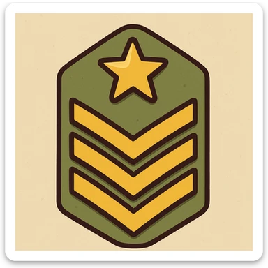 army rank icon, flat design, green and gold, clean lines, military insignia sticker